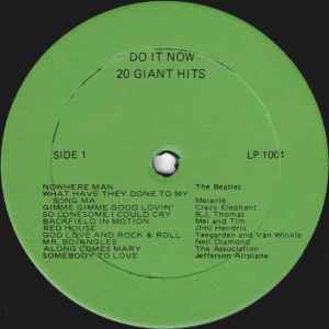 Various – 20 Giant Hits (The Do It Now Foundation) - VG+ LP Record 197? Ronco / Do It Now Vinyl - Pop / Psych / Folk / Soul