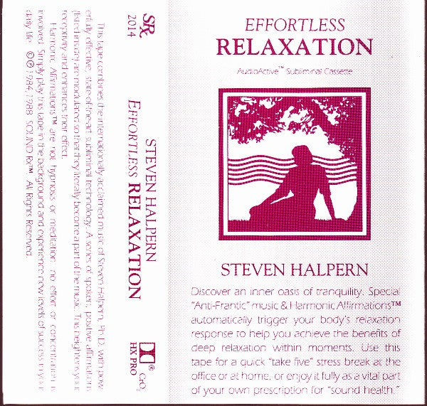 Steven Halpern - Effortless Relaxation - VG+ Cassette 1988 Sound Rx USA Tape - Electronic / New Age / Ambient - Shuga Records