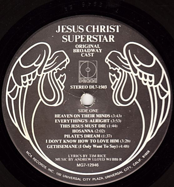 Various - Original Broadway Cast - Jesus Christ Superstar - VG+ LP Record 1971 Decca USA Original Vinyl - Musical / Rock - Shuga Records