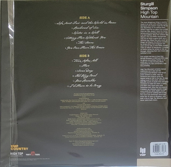 Sturgill Simpson - High Top Mountain (2013) - New LP Record 2023 High Top Mountain Vinyl Me Please Club Coke Bottle Clear 180 gram - Country