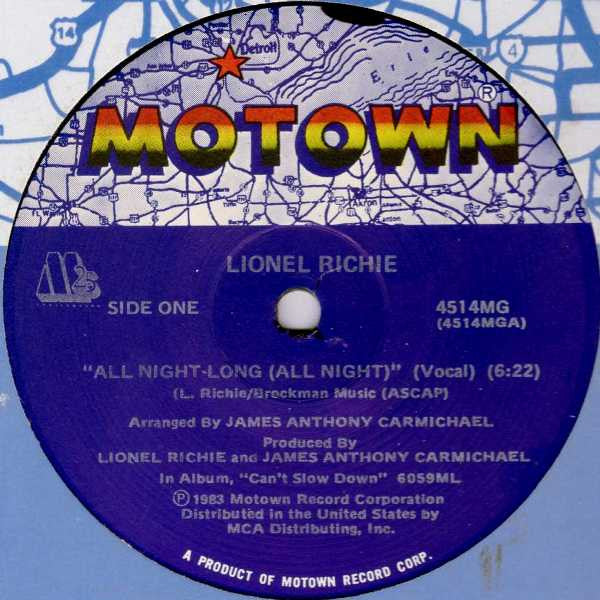 Lionel Richie - All Night Long (All Night) - VG+ 12" Single Record 1983 Motown USA Vinyl - Soul / Disco - Shuga Records