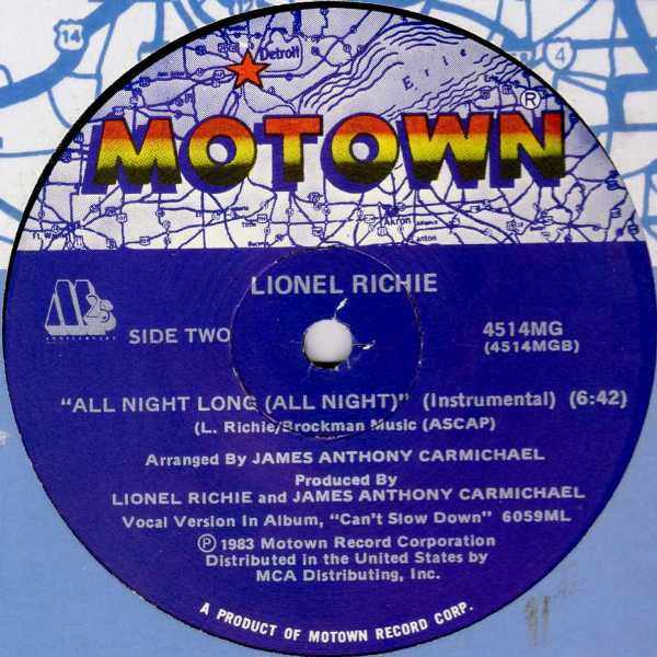 Lionel Richie - All Night Long (All Night) - VG+ 12" Single Record 1983 Motown USA Vinyl - Soul / Disco - Shuga Records