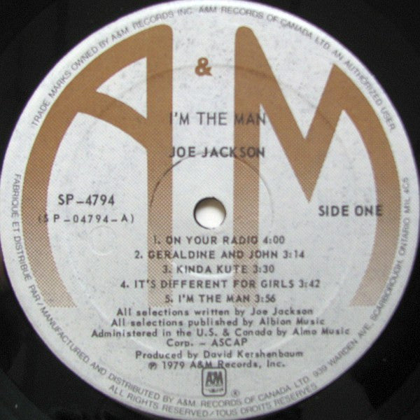 Joe Jackson – I'm The Man - Mint- LP Record 1979 A&M Canada Vinyl - New Wave / Power Pop - Shuga Records