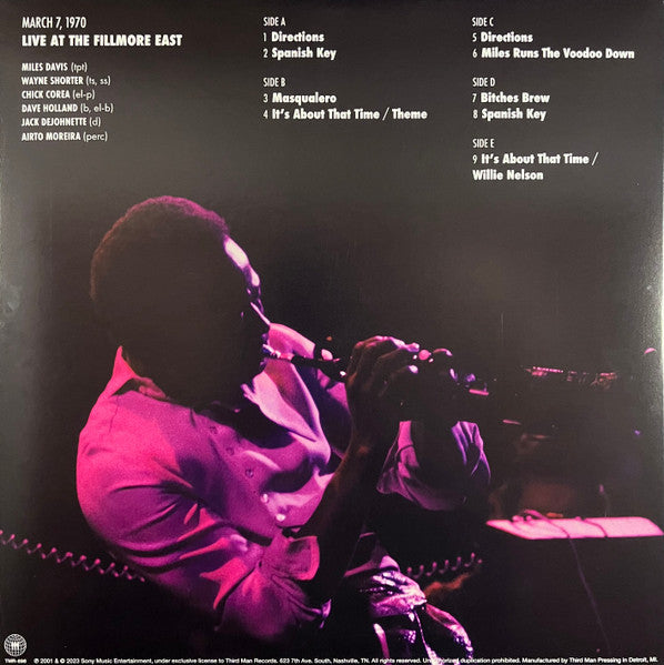 Miles Davis - Fearless (March 7, 1970 Live At The Fillmore East) - New 3 LP Record 2023 Third Man Records Vault 56 Pink, Red, Maroon Vinyl, Patch, Sticker, 7" & Insert - Jazz / Fusion - Shuga Records