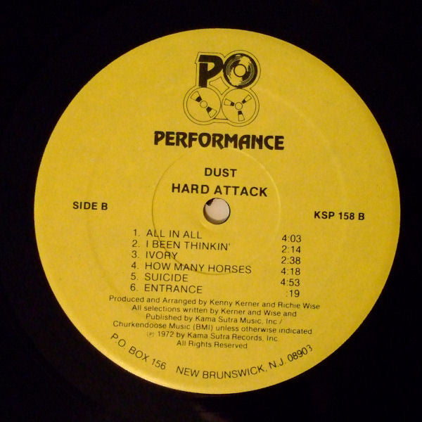 Dust - Hard Attack (1972) - VG+ LP Record 1984 Performance USA Vinyl - Hard Rock / Prog Rock - Shuga Records