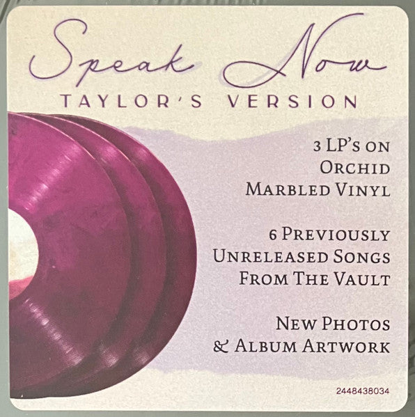 Taylor Swift - Speak Now (Taylor's Version) - New 3 LP Record 2023 Republic Orchid Marbled Vinyl - Pop / Country - Shuga Records
