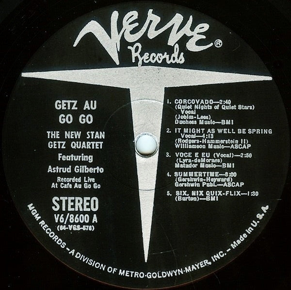 The New Stan Getz Quartet Featuring Astrud Gilberto - Getz Au Go Go - VG+ LP Record 1964 Verve USA Stereo Original Vinyl - Jazz / Latin Jazz / Bossa Nova - Shuga Records