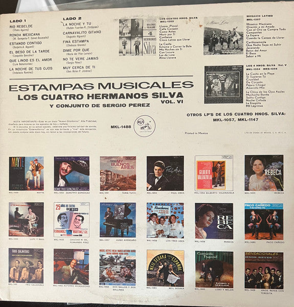 Los 4 Hermanos Silva / Conjunto de Sergio Perez - Estampas Musicales - VG+ LP Record 1965 RCA Mexico Original Vinyl - Latin / Bolero / Sonero - Shuga Records
