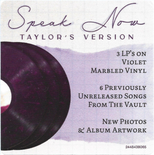 Taylor Swift - Speak Now (Taylor's Version) - New 3 LP Record 2023 Republic Violet Marbled Vinyl - Pop Rock / Country - Shuga Records
