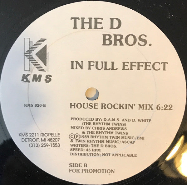 The D Bros. - In Full Effect - Mint- 12" Single Record USA Detroit Vinyl - House - Shuga Records