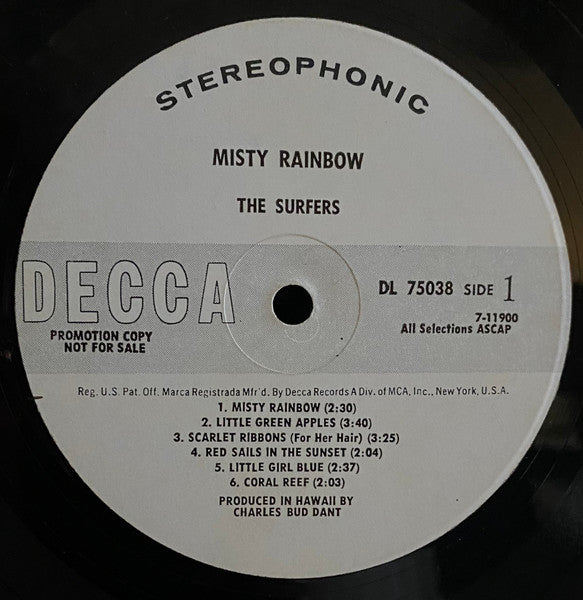 The Surfers - Misty Rainbow - VG+ LP Record 1969 Decca USA White Label Promo Vinyl - Pop / Surf / Lounge / Pacific - Shuga Records