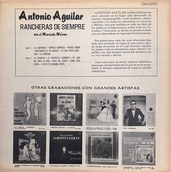 Antonio Aguilar - Rancheras De Siempre - VG LP Record 1964 Musart USA Original Vinyl - Latin / Mariachi / Corrido / Ranchera - Shuga Records