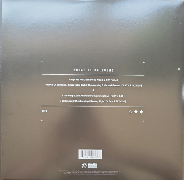 The Weeknd - House of Balloons (Mixtape 2011) - New 2 LP Record 2023 XO Republic Vinyl - R&B / Pop Soul / Hip Hop - Shuga Records