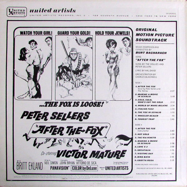 Burt Bacharach - After The Fox (Original Motion Picture) - Mint- LP Record 1974 USA Original Vinyl - Soundtrack - Shuga Records