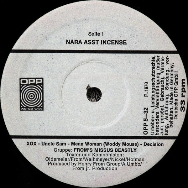 Missus Beastly - Nara Asst Incense - VG LP Record 1970 OPP World Wide Germany Original RARE Vinyl - Krautrock / Psychedelic Rock / Prog Rock - Shuga Records