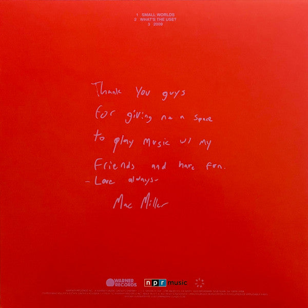 Mac Miller - NPR Music Tiny Desk Concert - Mint- (Poor Damaged Cover) LP Record 2023 Warner REMember Music Blue Translucent Vinyl & Insert - Hip Hop / Jazzy Hip-Hop