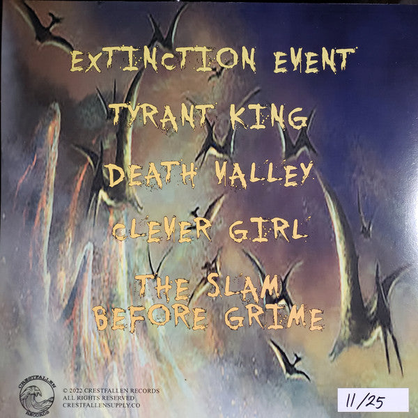 Terrordactyl - Extinction Event - Mint- EP Record 2023 Crestfallen USA Black with Glow In The Dark Dinosaurs Vinyl & Numbered - Deathcore - Shuga Records