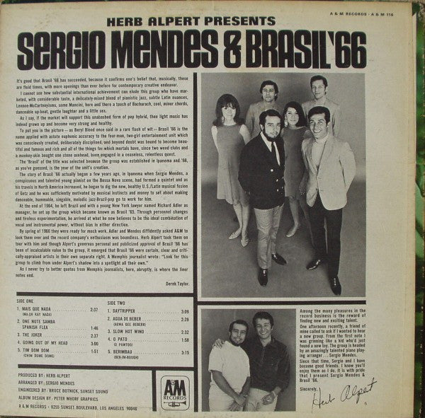 Sergio Mendes & Brasil '66 – Herb Alpert Presents Sergio Mendes & Brasil '66 - Mint- LP Record 1966 A&M USA Original Press Vinyl - Jazz / Bossanova / Latin - Shuga Records