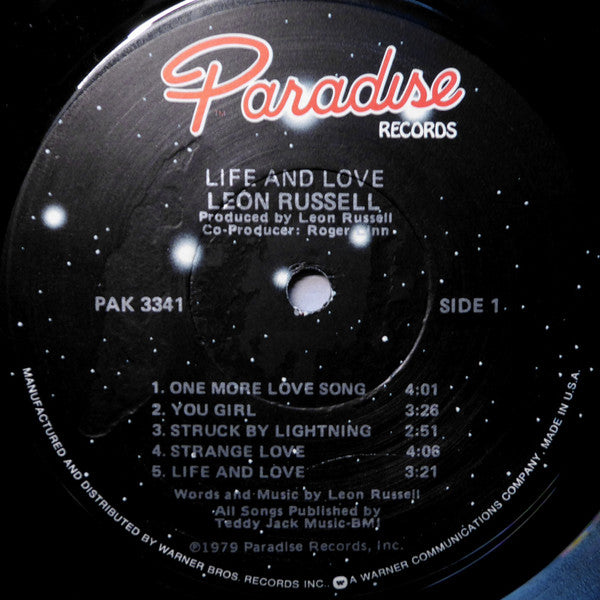 Leon Russell - Life And Love - Mint- LP Record 1979 Paradise USA Promo Vinyl - Blues / Delta Blues / Blues Rock - Shuga Records
