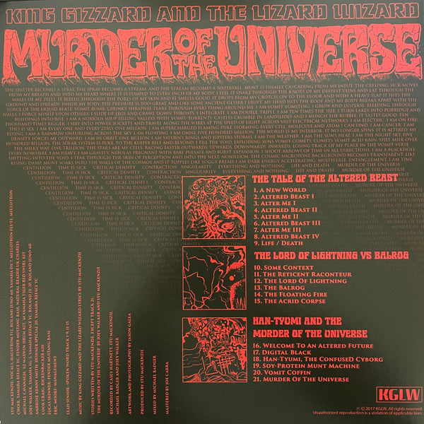 King Gizzard And The Lizard Wizard - Murder Of The Universe (2017) - New 2 LP Record 2023 ATO Cosmic Carnage Red with Black Splatter Vinyl - Psychedelic Rock / Garage Rock - Shuga Records