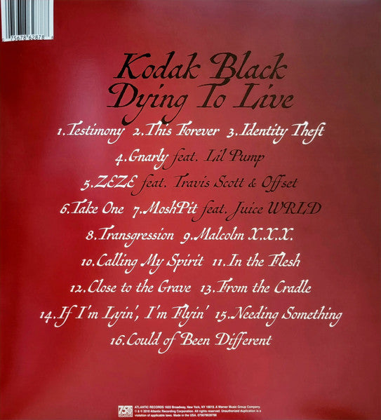 Kodak Black - Dying To Live (2018) - New 2 LP Record 2023 Atlantic Vinyl - Hip Hop / Trap - Shuga Records