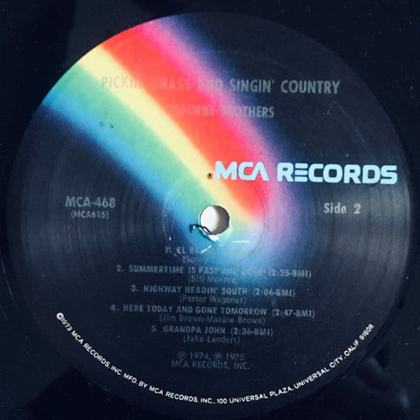 The Osborne Brothers - Pickin' Grass And Singin' Country - Mint- LP Record 1975 MCA USA Vinyl - Country / Bluegrass - Shuga Records