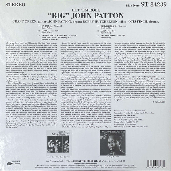 Big John Patton - Let 'Em Roll (1966) - New LP Record 2023 Blue Note Tone Poet 180 gram Vinyl - Jazz / Hard Bop / Soul-Jazz - Shuga Records