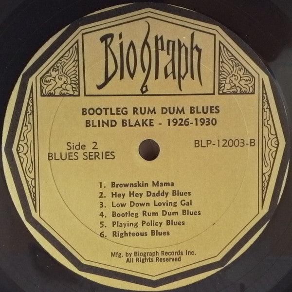 Blind Blake - 1926-30 (Bootleg Rum Dum Blues) - Mint- (VG- cover) LP Record 1968 Biograph USA Vinyl - Blues / Country Blues / East Coast Blues - Shuga Records