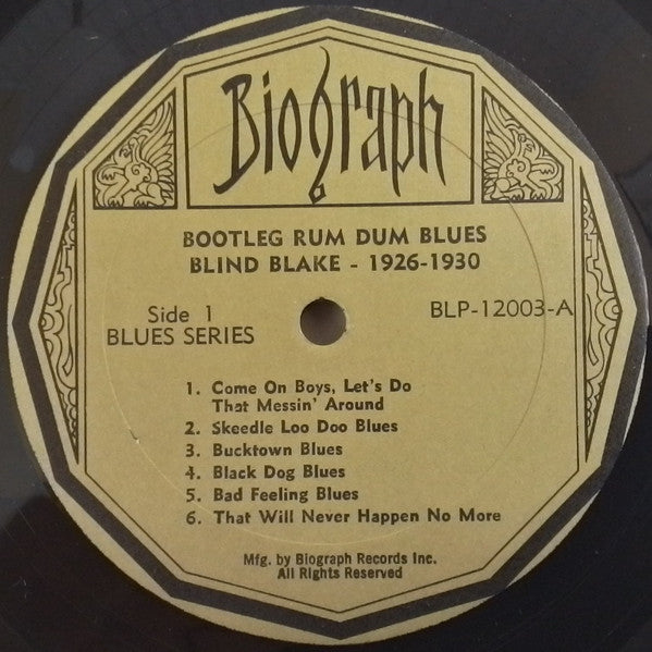 Blind Blake - 1926-30 (Bootleg Rum Dum Blues) - Mint- (VG- cover) LP Record 1968 Biograph USA Vinyl - Blues / Country Blues / East Coast Blues - Shuga Records