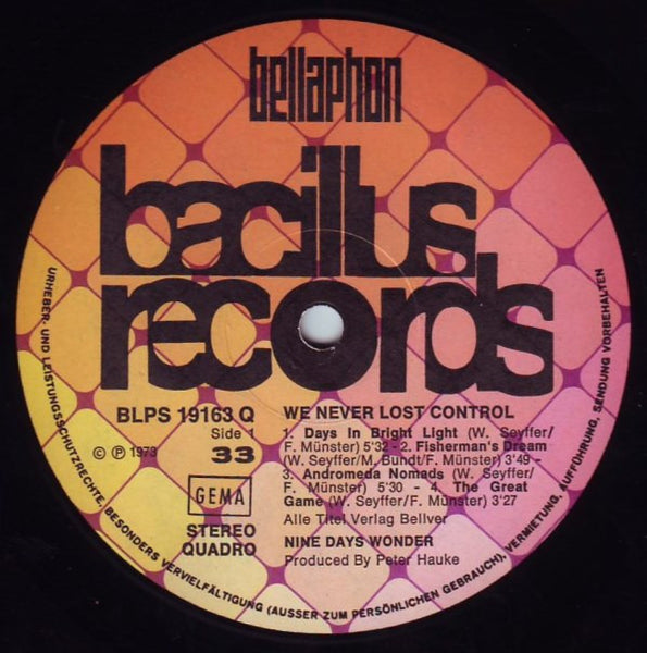 Nine Days Wonder – We Never Lost Control - VG+ LP Record 1973 Bacillus Germany Quadraphonic - Prog Rock / Krautrock
