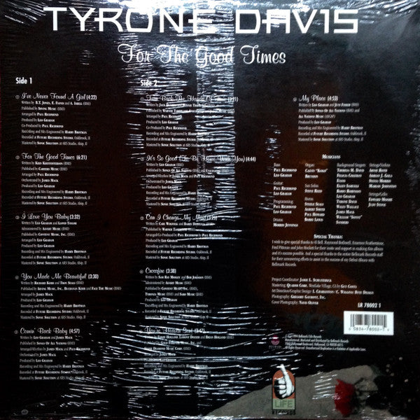 Tyrone Davis ‎– For The Good Times - Mint- LP Record 1994 Life USA Vinyl - Chicago Soul / Funk - Shuga Records
