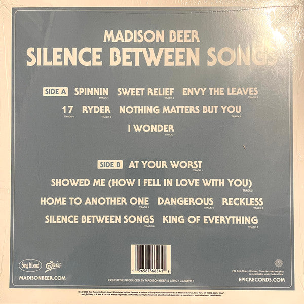 Madison Beer - Silence Between Songs - Mint- LP Record 2023 Epic Webstore Exclusive USA White Vinyl - Synth-pop / Alt-pop / Pop Rock