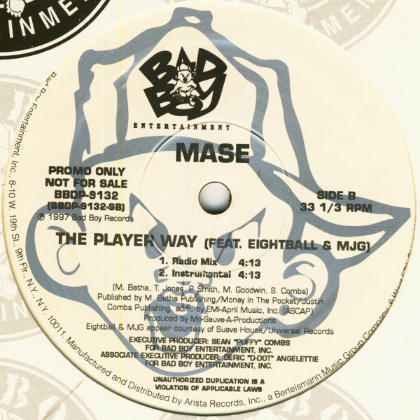 Mase Feat. Eightball & MJG - The Player Way - New 12" Single Record 1997 Bad Boy Entertainment USA Promo Vinyl - Hip Hop - Shuga Records
