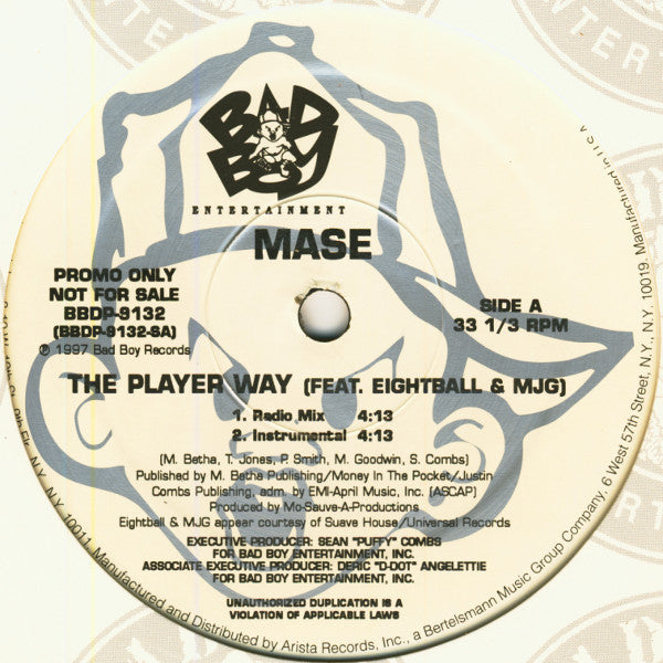 Mase Feat. Eightball & MJG - The Player Way - New 12" Single Record 1997 Bad Boy Entertainment USA Promo Vinyl - Hip Hop - Shuga Records