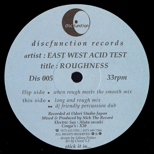 East West Acid Test – Roughness - VG+ 12" Single Record 1997 UK Vinyl - Deep House - Shuga Records