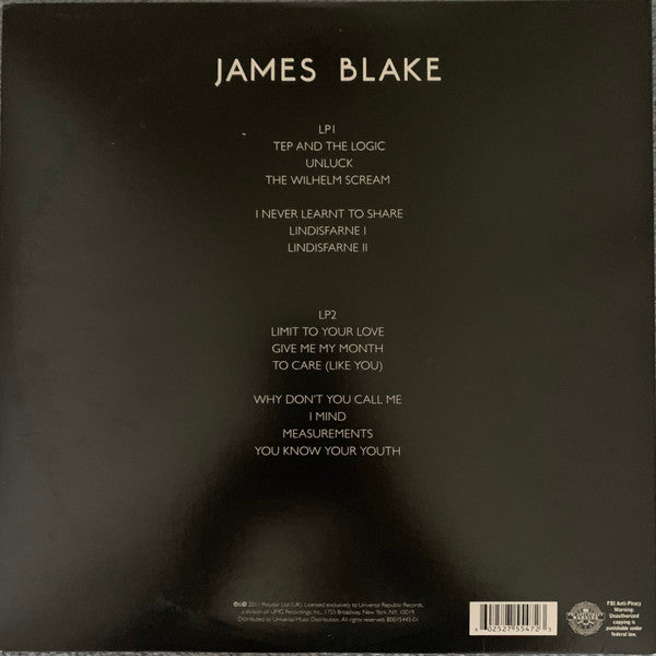 James Blake - James Blake - Mint- 2 LP Record 2011 Polydor USA 180 gram Vinyl - Electronic / Pop / Dubstep - Shuga Records