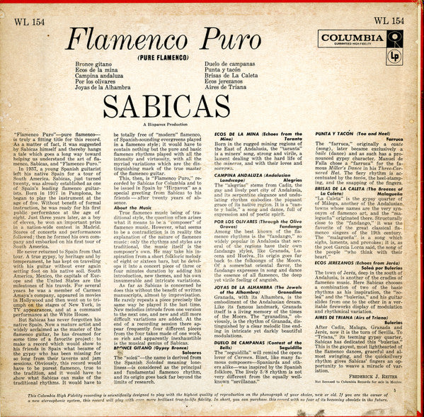 Sabicas - Flamenco Puro - Mint- LP Record 1959 Columbia USA Adventures In Sound Vinyl - Latin / Flamenco - Shuga Records