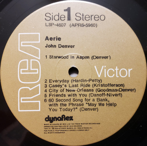 John Denver - Aerie - Mint- (VG cover) LP Record 1971 RCA Canada Vinyl - Country / Folk Rock / Soft Rock - Shuga Records
