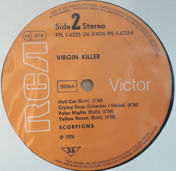 Scorpions - Virgin Killer - Mint- LP Record 1976 RCA Germany vinyl & OG Banned Cover RARE - Rock / Hard Rock - Shuga Records