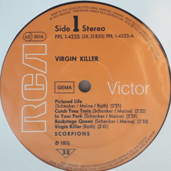 Scorpions - Virgin Killer - Mint- LP Record 1976 RCA Germany vinyl & OG Banned Cover RARE - Rock / Hard Rock - Shuga Records