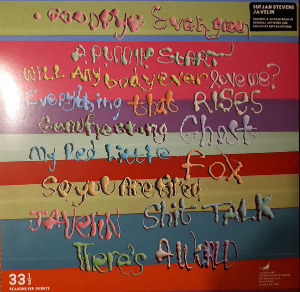 Sufjan Stevens - Javelin - New LP Record 2023 Asthmatic Kitty Black Vinyl & 48 Page Book - Indie Pop / Folk Rock - Shuga Records