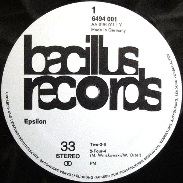 Epsilon – Epsilon - Mint- LP Record 1971 Bacillus Germany Vinyl - Prog Rock - Shuga Records