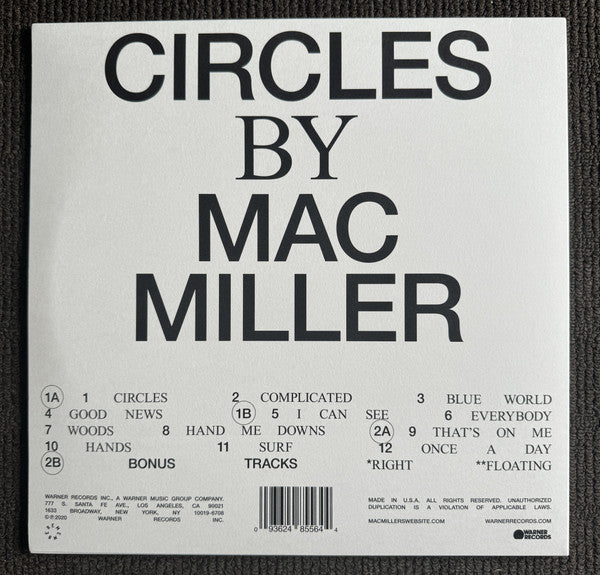 Mac Miller - Circles (2020) - New 2 LP Record 2023 Warner REMember Silver Vinyl & Poster - Hip Hop - Shuga Records