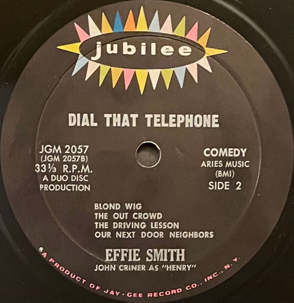 Effie Smith – Dial That Telephone - VG+ (VG- cover) LP Record 1959 Jubilee USA Vinyl - Comedy / Funk / Soul - Shuga Records