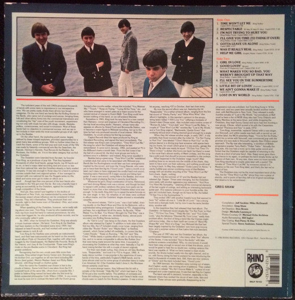 The Outsiders - The Best Of - VG+ LP Record 1986 Rhino USA Vinyl - Garage Rock / Pop Rock - Shuga Records