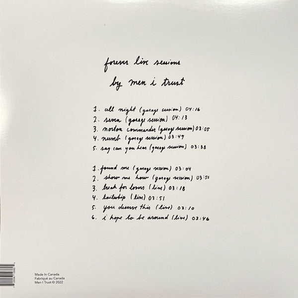 Men I Trust - Forever Live Sessions - Mint- LP Record 2023 Self Released Canada Black Vinyl Indie Pop / Indie Rock - Shuga Records