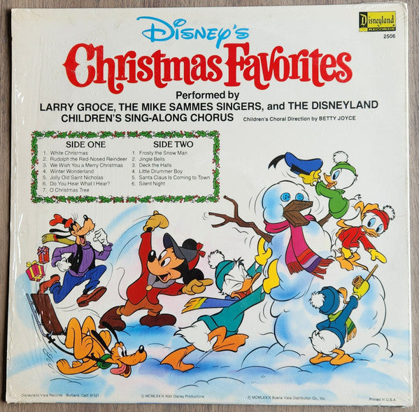 Larry Groce, The Mike Sammes Singers And The Disneyland Children's Sing-along Chorus - Disney's Christmas Favorites - VG+ LP Record 1979 Disneyland Walt Disney USA Vinyl - Holiday / Children's - Shuga Records