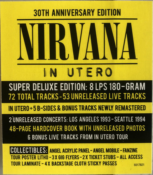 Nirvana – In Utero - New 8 LP Record Box Set 2023 Geffen 180 gram Vinyl, Book, Gig Flyers, Poster, Tickets, more! - Rock / Grunge - Shuga Records