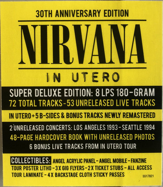 Nirvana – In Utero - New 8 LP Record Box Set 2023 Geffen 180 gram Vinyl, Book, Gig Flyers, Poster, Tickets, more! - Rock / Grunge