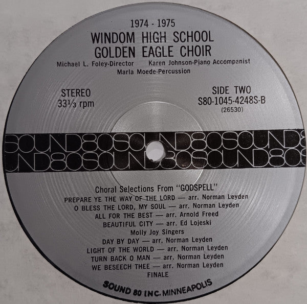 Windom High School Golden Eagle Choir - Yesterday, Today and Tomorrow - VG+ LP Record 1974-1975 Sound 80 Midwest Private Vinyl - Pop / Funk / Soul / Vocal - Shuga Records